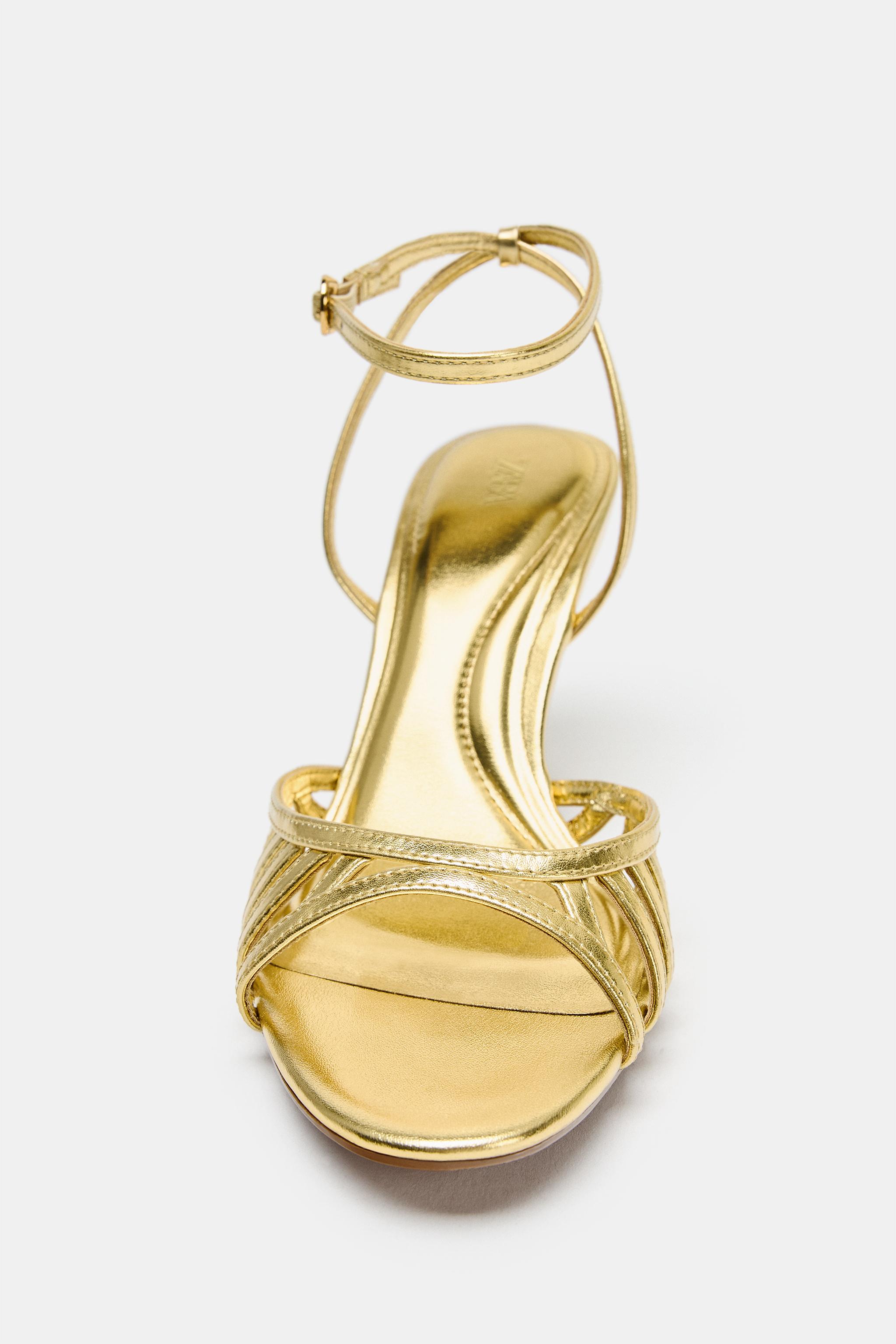 METALLIC EFFECT STRAPPY SANDALS